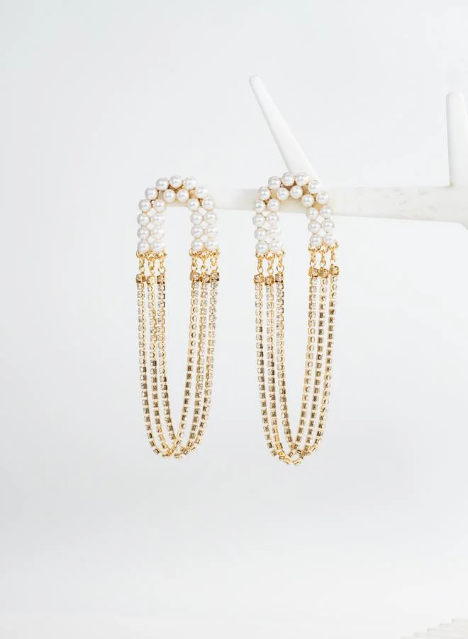 Take Two  Women Faux Pearl Tassel Chain Earrings for Women | Best Price UAE